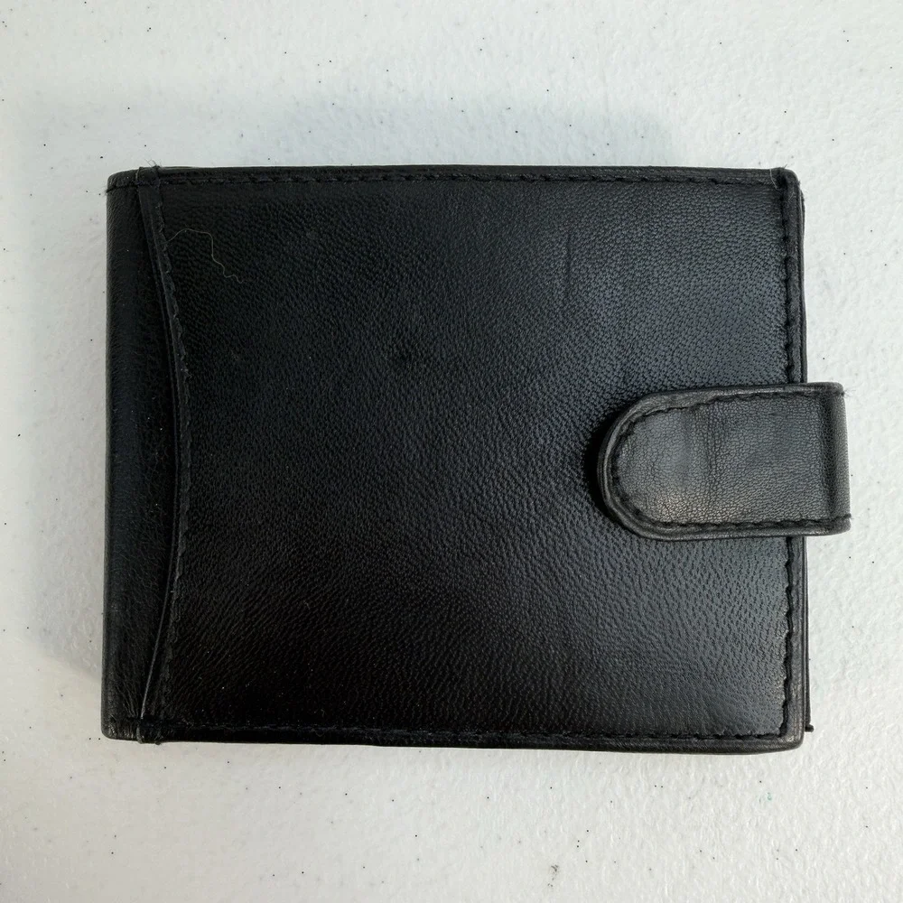 River Ridge Mens Black Genuine Leather Bi-Fold Wallet ID Card Holder Photos NEW‎